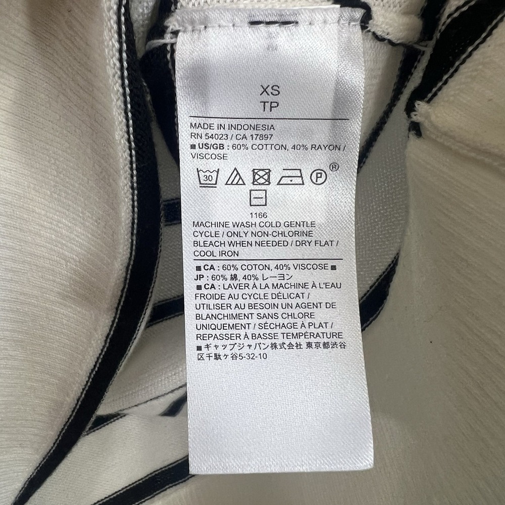 Banana Republic Forever Striped Sweater Womens Size XS White Black Cotton Crew - Picture 7 of 10